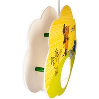 Elobra Mouse pendant light, yellow, wood, E27, 1-bulb