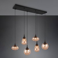 Trio Lighting Suspension Lumina, 6 lampes, noir/ambre, verre