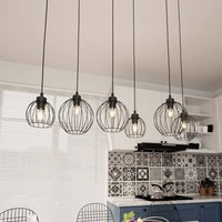 EMIBIG LIGHTING Nando pendant light, 6-bulb, 125 cm, black, metal, E27
