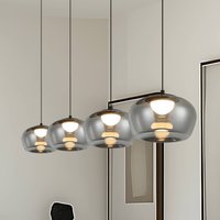Viokef Nadia LED hanging light, length 92 cm, smoky grey, glass, 4-bulb