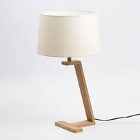 Aluminor Lampe à poser Memphis LT en bois et tissu, blanche