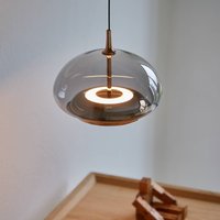 LOOM DESIGN Avalon LED hanging light, rose gold/grey, Ø 20 cm, glass