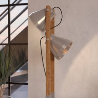 EGLO Cawton floor lamp, height 134.5 cm, steel/brown, 2-bulb steel