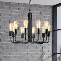 Lamkur Malou chandelier, 10-bulb, black