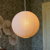 PR Home Hänglampa Haru, beige, Ø 50 cm, papper, E27, vit kabel