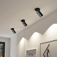Arcchio recessed spotlight Davin, black, cylinder, set of 3