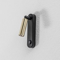 TK Lighting Enzo Long wall light, black and gold, 22 cm, adjustable, G9