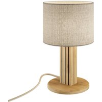 Elobra Inka S table lamp, oak/black, wood/fabric, height 30 cm