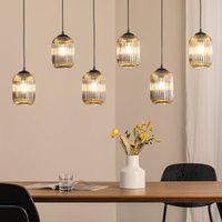 EMIBIG LIGHTING Verdi pendellampa, längd 115 cm, svart/rökgrå, 6 lampor.