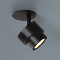 Escale BRUSH recessed LED spotlight, black, Ø 7 cm, metal, dimmable, 2,700 K