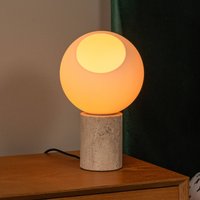 Lucide lampe de table Davin, hauteur 26 cm, couleur crème/blanc, pierre/verre