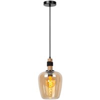 Pendelleuchte Ilona, Glas, Ø 22 cm, schwarz/amber, 1-flammig