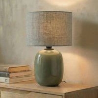 Bordlampe Melody, olivengrøn, tekstil, højde 48 cm, E27