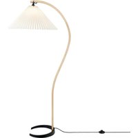 GUBI Timberline floor lamp, wooden frame, lampshade canvas white