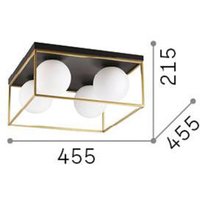 Ideallux Ideal Lux plafonnier Lingotto à 4 lampes, noir, verre opalin