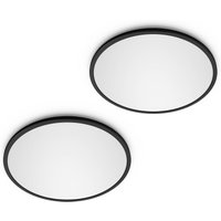 Philips LED SuperSlim 2-pack black IP44 Ø 30cm 2,700K