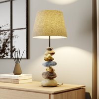 ONLI Vera table lamp, fabric shade and stone decoration, 55 cm