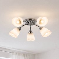 Milagro Lighting Portos ceiling light, 5-bulb, white/chrome, metal, Ø 54 cm