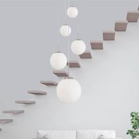Steinhauer Bollique pendant light, steel, opal white, glass, 5-bulb round