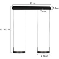 Steinhauer Suspension LED Mykty, noir, longueur 95 cm, métal, à 4 lampes.