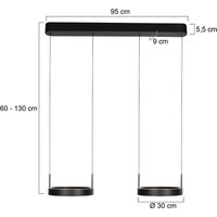 Steinhauer LED-hänglampa Mykty, svart, längd 95 cm, metall, 4 lampor.
