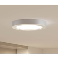 Prios LED ceiling light Edwina, silver, 25 cm, CCT, IP44