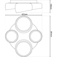 Näve Eliora LED ceiling lamp, 4-bulb, white, CCT, remote control