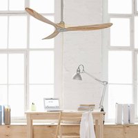 Loftventilator ECO GENUINO, krom/lyst træ, Ø 152 cm, støjsvag