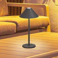 FH Lighting Prato LED rechargeable table lamp, sand grey, height 25 cm, metal, IP54