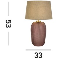 Searchlight Bordslampa Amethyst, beige/rosa, höjd 37 cm, textil/glas