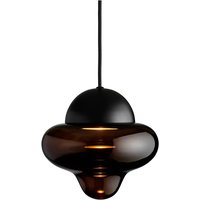 DESIGN BY US Nutty LED-pendellampa, brun / svart, Ø 18,5 cm, glas