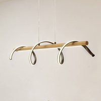 Lindby LED-hänglampa Spiraali, svart, trä, längd 95 cm