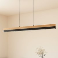 Lucande LED-pendellampa Holven, trä, CCT, längd 113 cm
