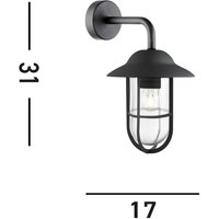 Searchlight Toronto outdoor wall light, black IP44, steel, glass, E27