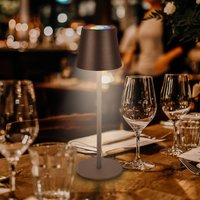 Briloner Lot de 3 lampes à poser LED rechargeables Cilano, anthracite, station de charge