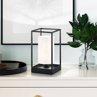 FISCHER & HONSEL Gilli table lamp, black/white, linen, metal, height 29 cm