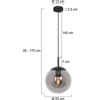 Steinhauer Bollique pendant light, black, Ø 25 cm, glass, 1-bulb, globe