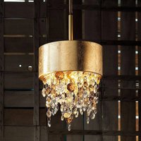 Masiero Olà S2 15 LED pendant light, Ø15cm, gold leaf/amber