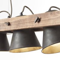 Brilliant Hanging light Plow three-bulb, black/dark wood