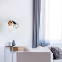 JUST LIGHT. GmbH Wall light Jaro adjustable black/wood 1-bulb