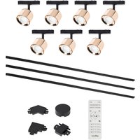 Schienensystem Lumaro, Spots, 7-flg., gold, Ø8cm,48V,dimmbar