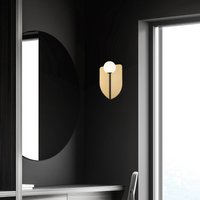 Viokef Vägglampa Fedora, höjd 37 cm, guldfärgad, metall/glas