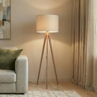 Gulvlampe Grand, beige/valnød, højde 145 cm, E27