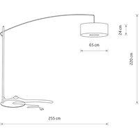 Nowodvorski Lighting Poise B arc lamp, grey, steel, textile, reach 255 cm