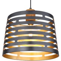 Globo Ablona hanging light, Ø 35 cm, black/gold, metal