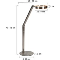 Steinhauer Ringlux LED table lamp, steel-coloured, metal, 2,700 K, dimmable