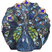 Clayre&Eef Bordslampa 5LL-6044 påfågel i Tiffany-look