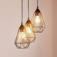 3-Punktowa, vintage – lampa wisząca Tarbes, czarna