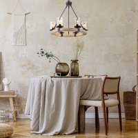 Globo Hänglampa Lila med träring, rund, 6 lampor