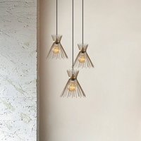 Opviq Kirpi 3086 pendant light, gold-coloured, metal, 3-bulb round